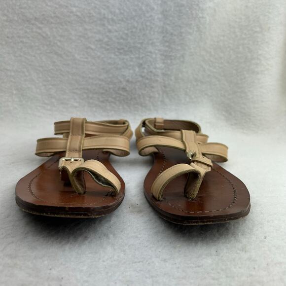 Uterque Women's Beige Leather Gladiator Sandal Toe-Loop Buckle Size 39 (US 8.5) - Picture 13 of 13